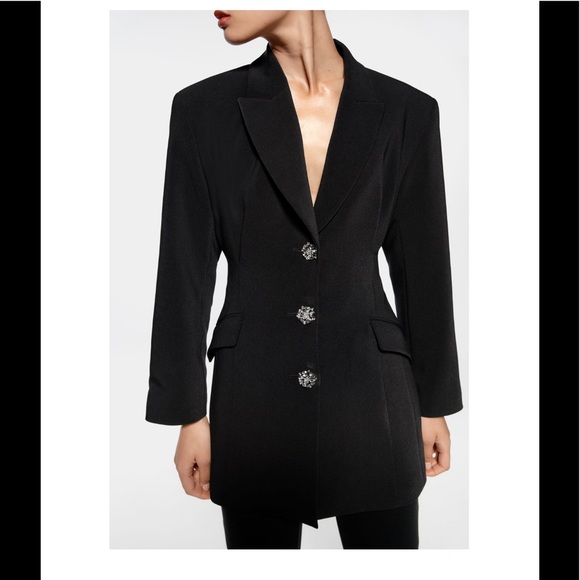 ZARA BLOGGERS FAV NWT LONG BLAZER WITH JEWEL BUTTONS - Picture 13 of 16
